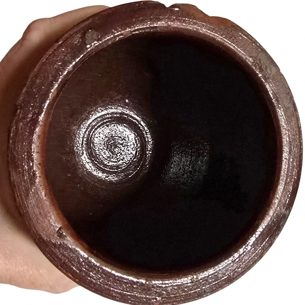 Vintage Brown Composition Cachepot 4 in Small Rustic Planter Crock